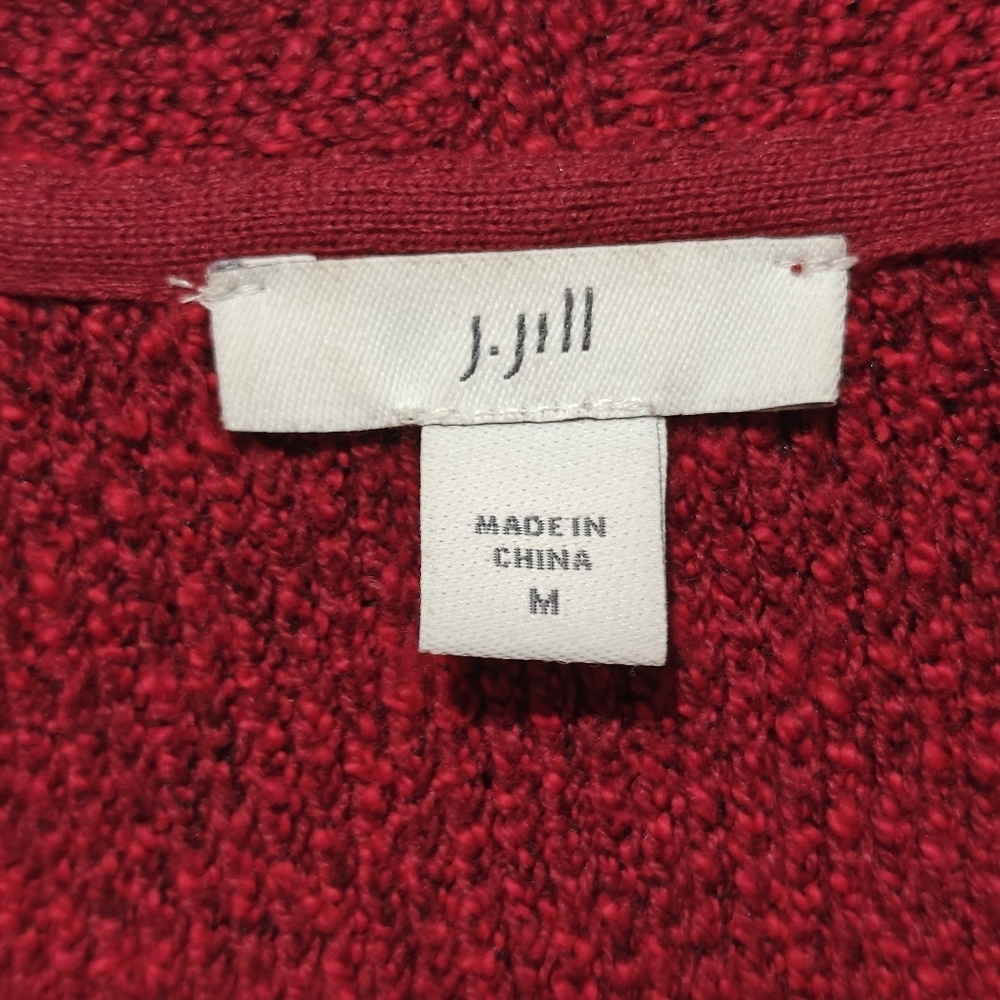 Excellent Condition J. Jill Silk Wool Cardigan Medium Red Long Holiday Christmas - Picture 6 of 6